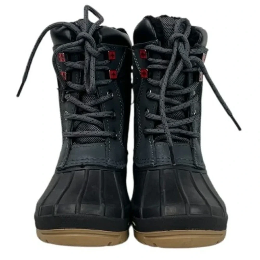 Swiss Tech 7 Black Grey Waterproof Suede Winter Snow Boots Insulated Kids NWT‎